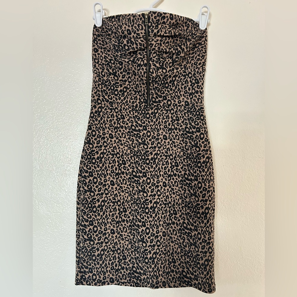 Leopard Print Strapless Dress